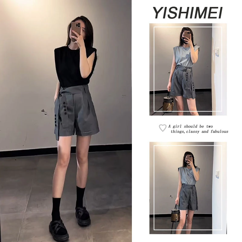 2025夏季新款女装韩版独特漂亮套装遮肉短袖上衣设计感短裤两件套