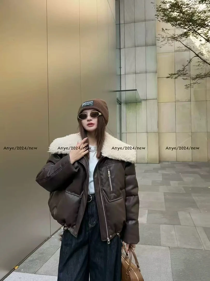 @A509 【小玉推荐】大翻领圈圈毛加厚服皮外套