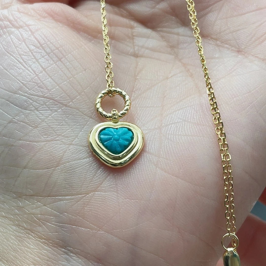 绿松石颈饰银S925镶嵌