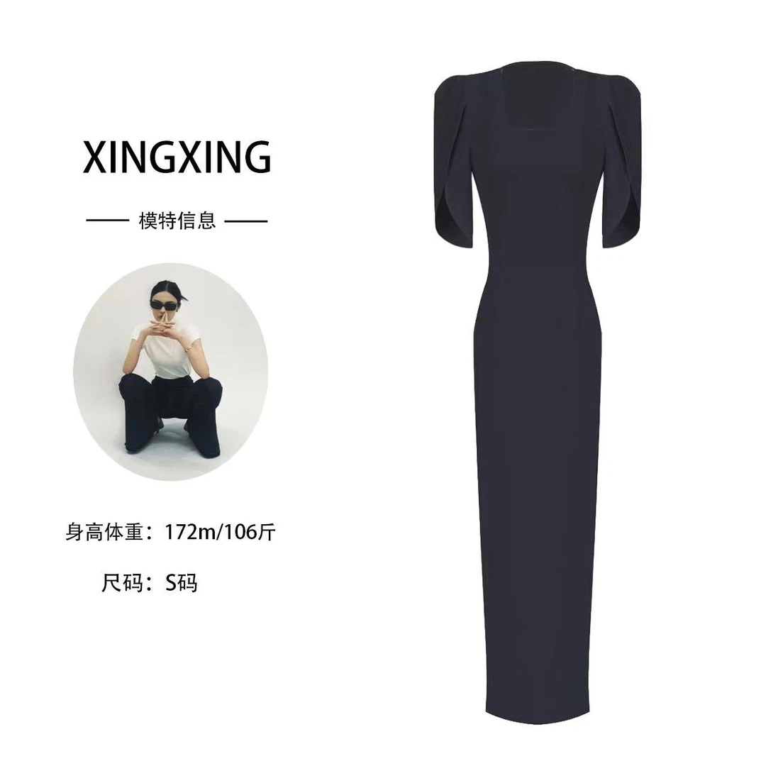 XINGXING  原创设计  夏季荷包袖显瘦气质夏季修身设计师款连衣裙
