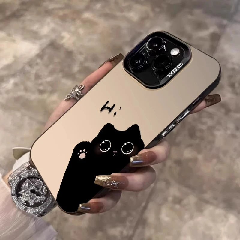 彩银HI黑猫适用苹果16ProMax手机壳15Pro苹果iPhone17女14防摔13P
