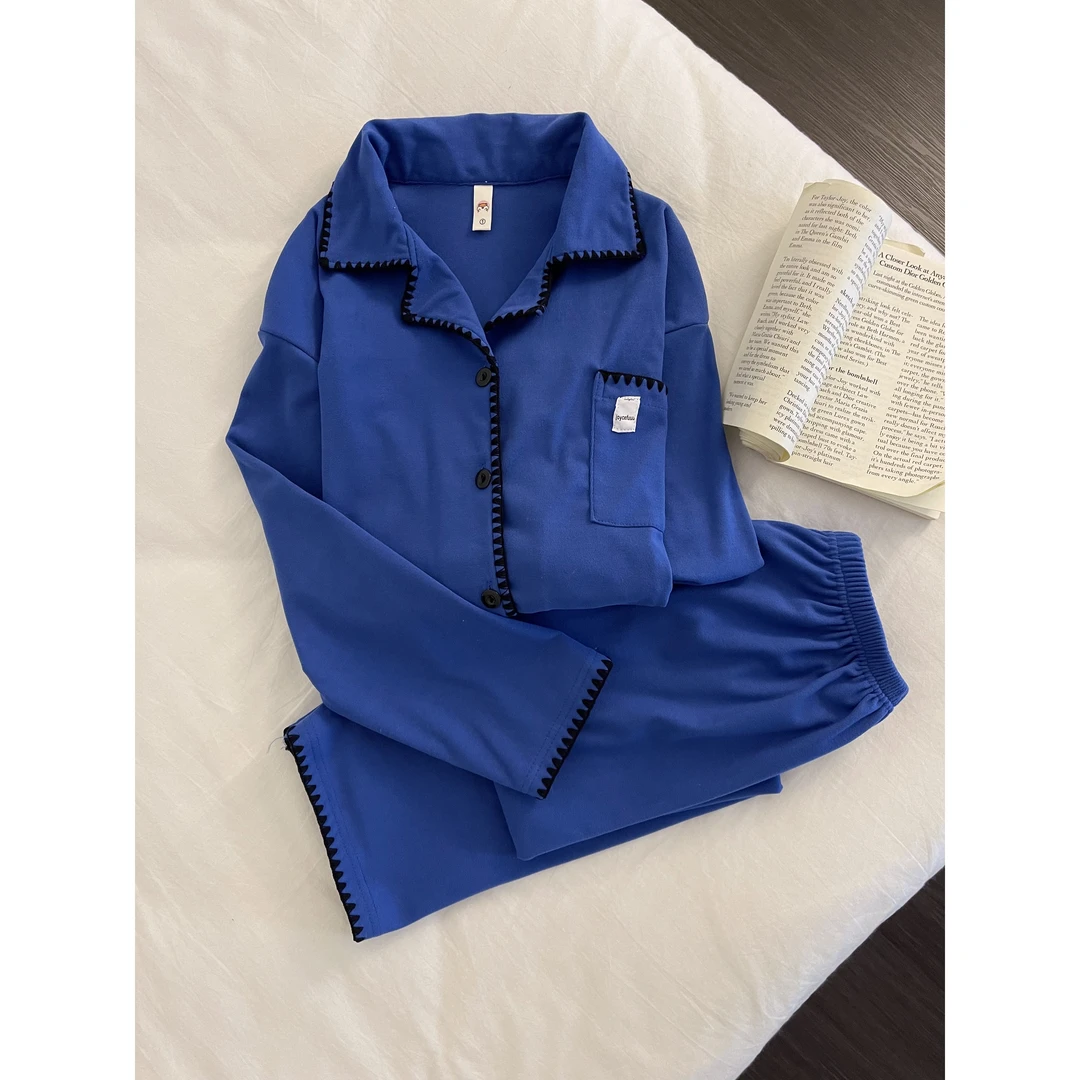 韩系甜美可爱慵懒舒适甜美德绒睡衣女春秋新款加厚保暖家居服套装