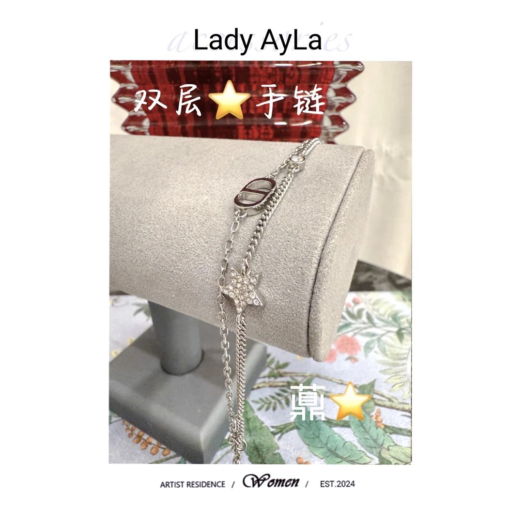 铜合金合成锆石手链 CD五角星双层手链AL9264