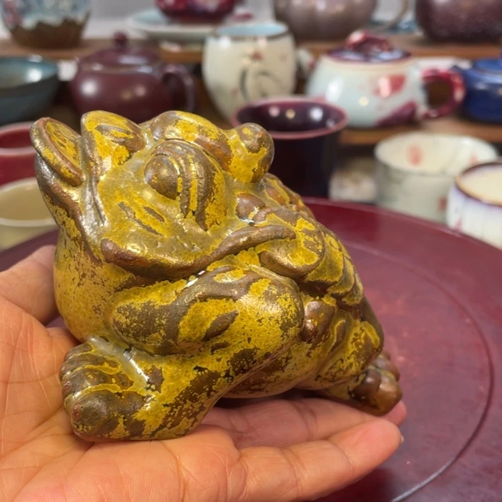 摆件钧瓷三足金蟾茶宠