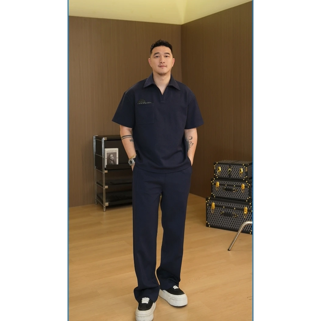 马丁叔叔 25夏季新款上新百搭高级圆领POLO领短袖长裤套装289