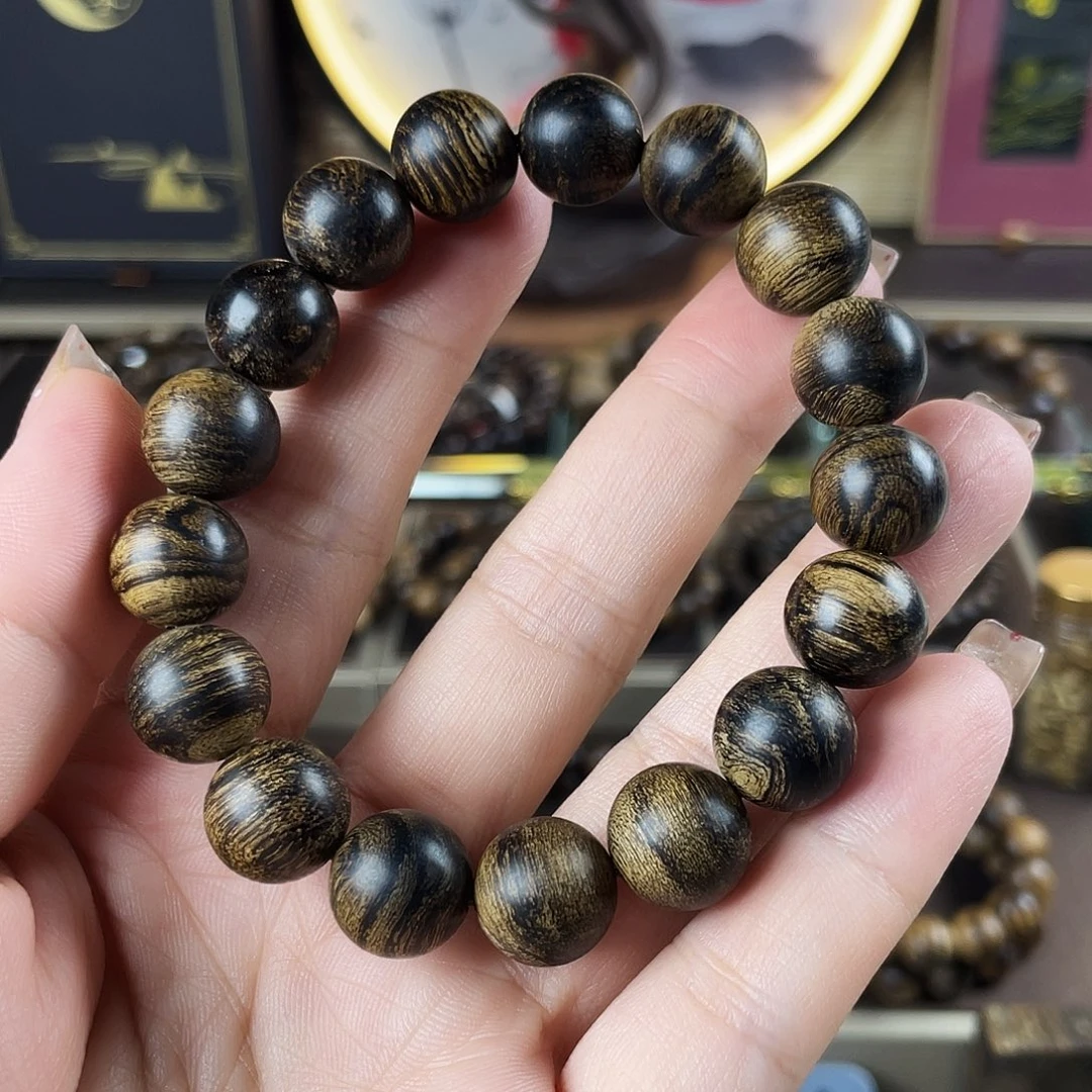 光***光手串沉香越南芽庄老白棋玉化老料瘤疤虎皮1.2