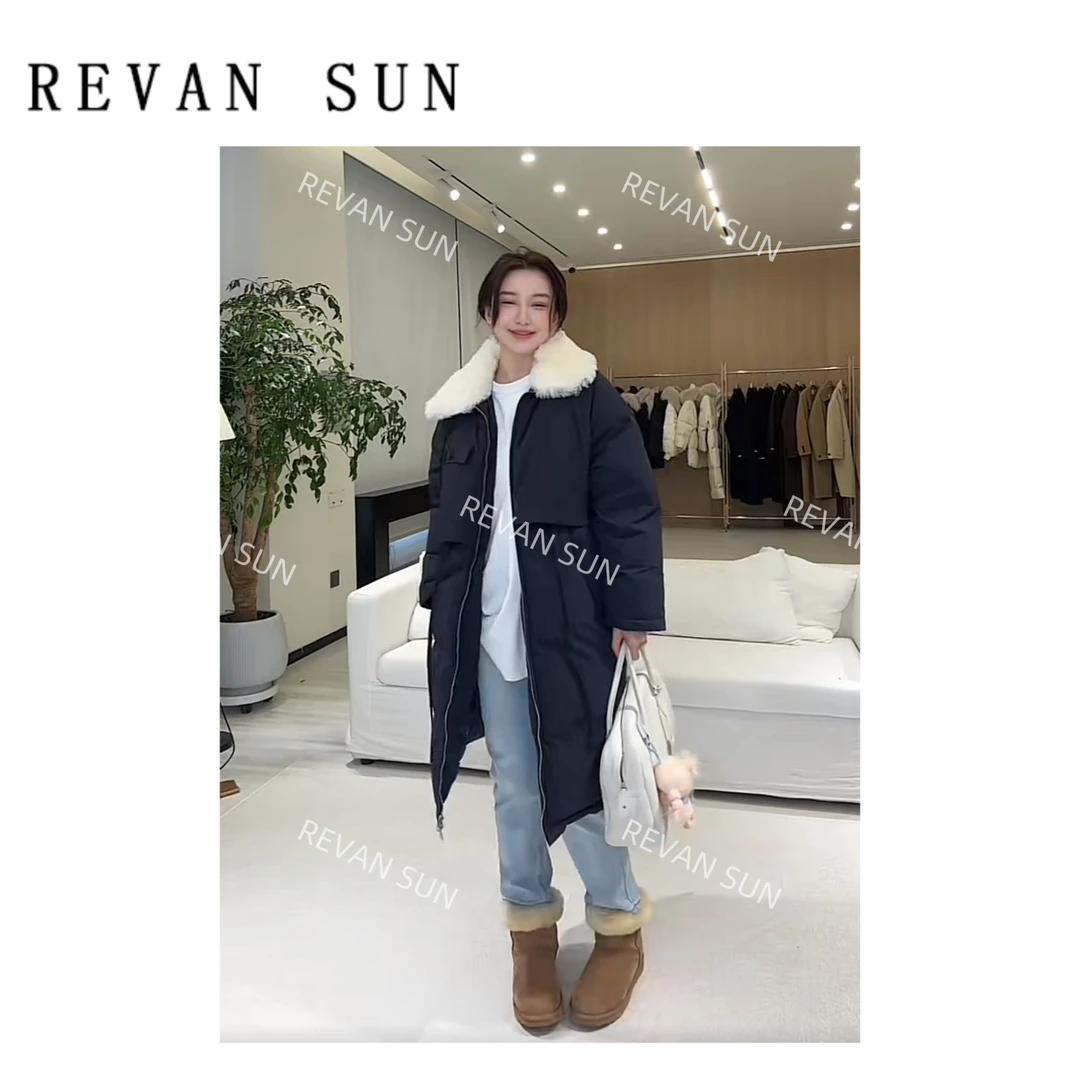 REVAN SUN -大骨架穿搭 毛领无帽长款羽绒服