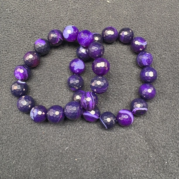 天然紫俱来玛瑙刻面手串-卡13mm左右-多样性发一v1106