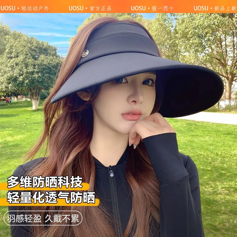 UOSU2025新款环绕式加大帽檐防晒帽女空顶可折叠防紫外线太阳帽