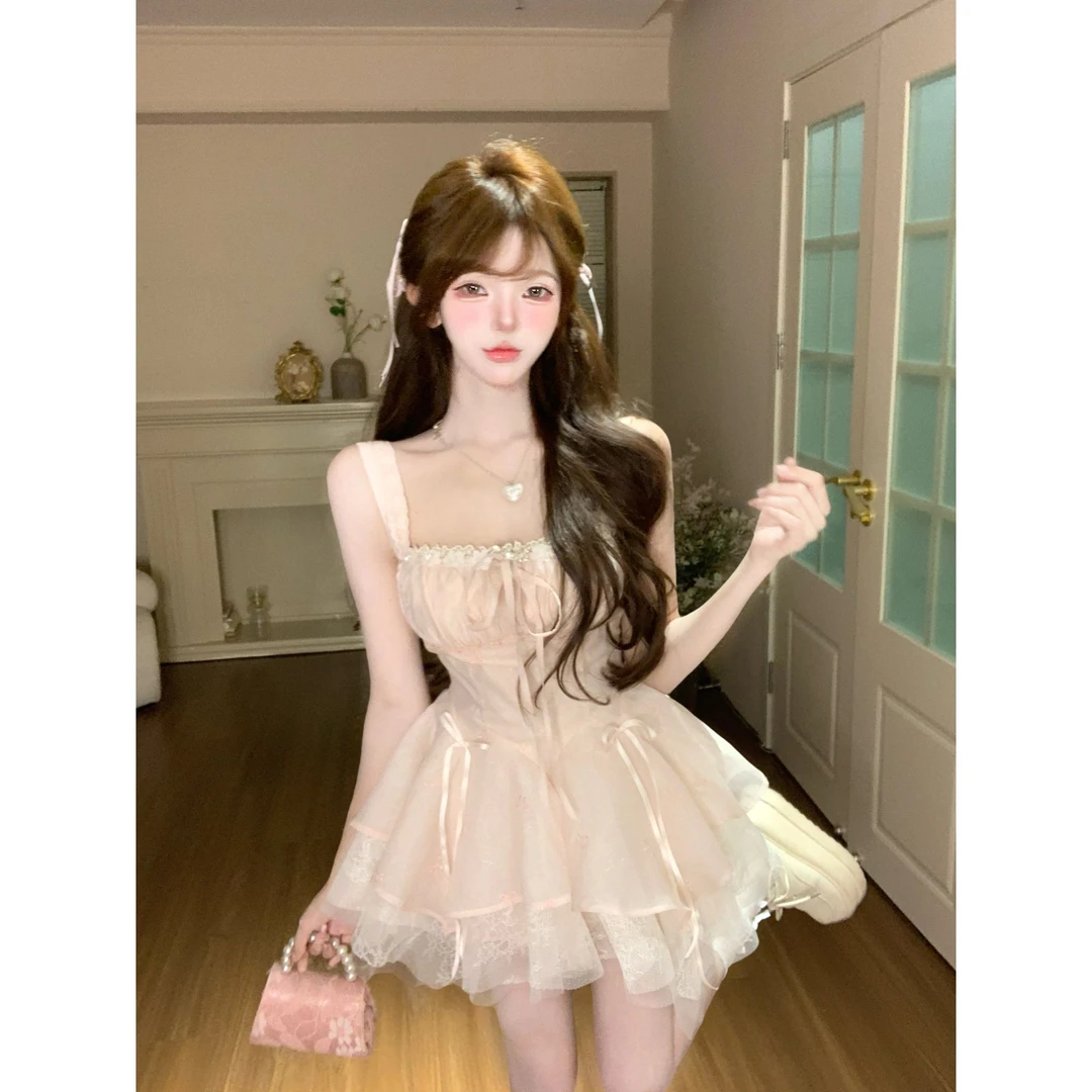 瑞茜·威瑟斯 粉黛甜心 夏季甜美公主风收腰显瘦连衣裙 R66163H