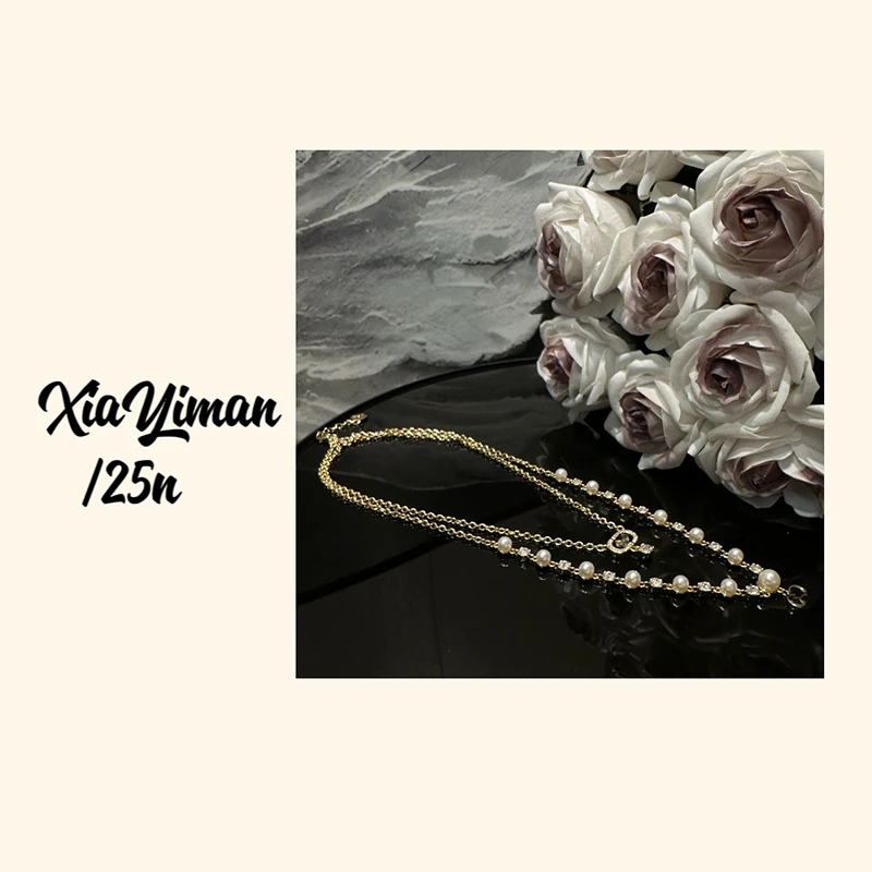 铜合金合成锆石项链 双层猪鼻子微镶项链MZ3097