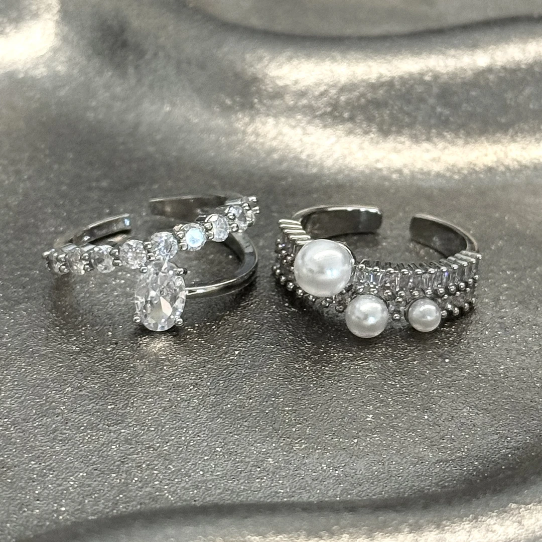 合金戒指 【17SR】高智淡人风设计感开口戒指