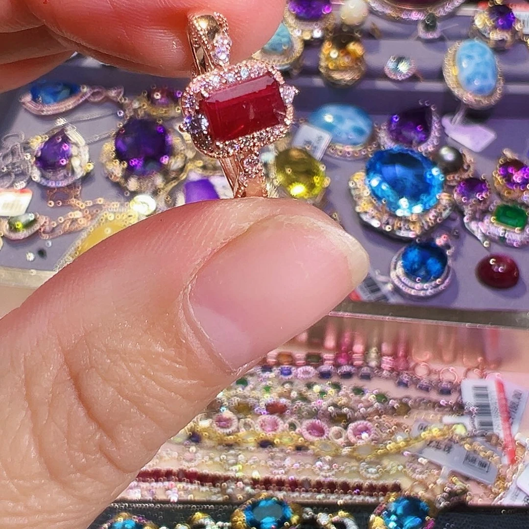 银S925镶嵌红宝石珠宝奇石