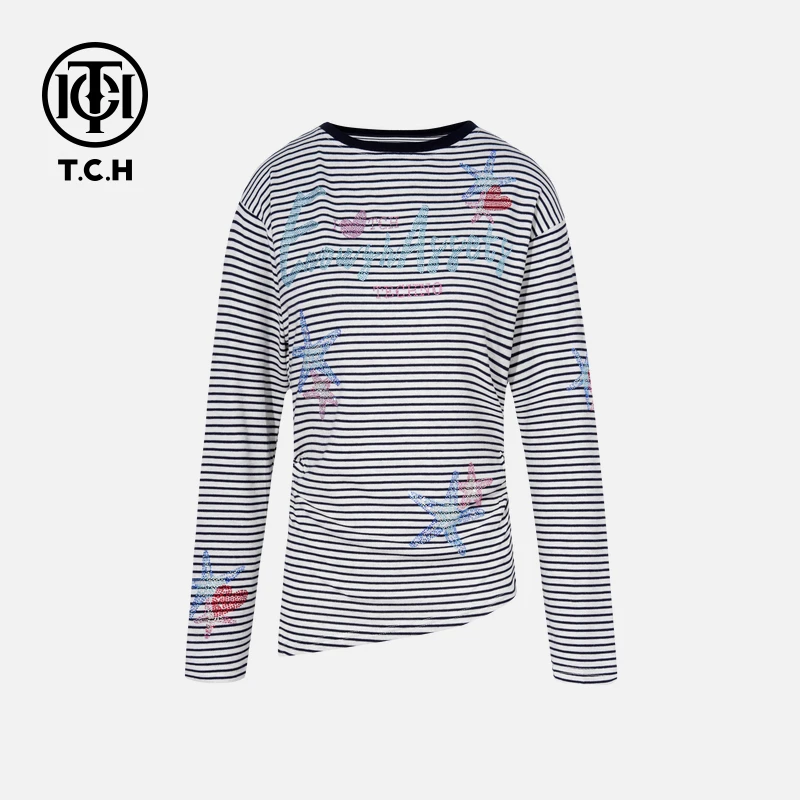 TCH私服烫钻工艺新时尚淑女百搭新潮流T恤女T75C09E5068轻奢tch