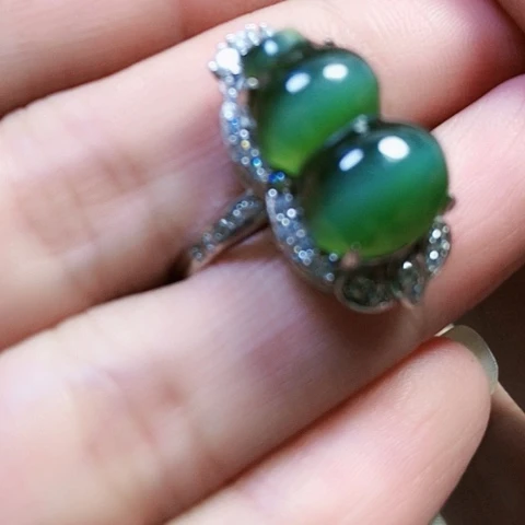 和田玉银S925镶嵌戒指