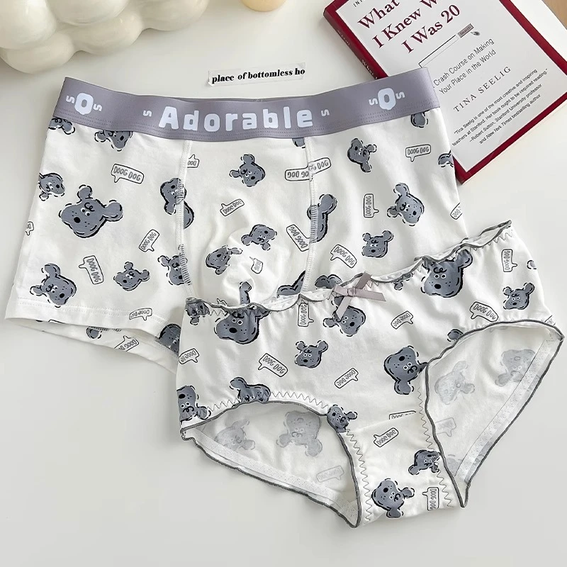 2025新款情侣内裤一男一女小奶狗纯棉裆亲肤舒适可爱卡通男生女士