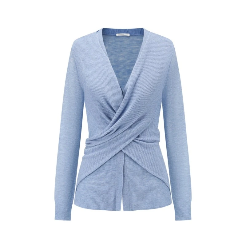 【deepmoss】设计师品牌2025春夏新款闪葱交叠水溶上衣女士时尚休闲