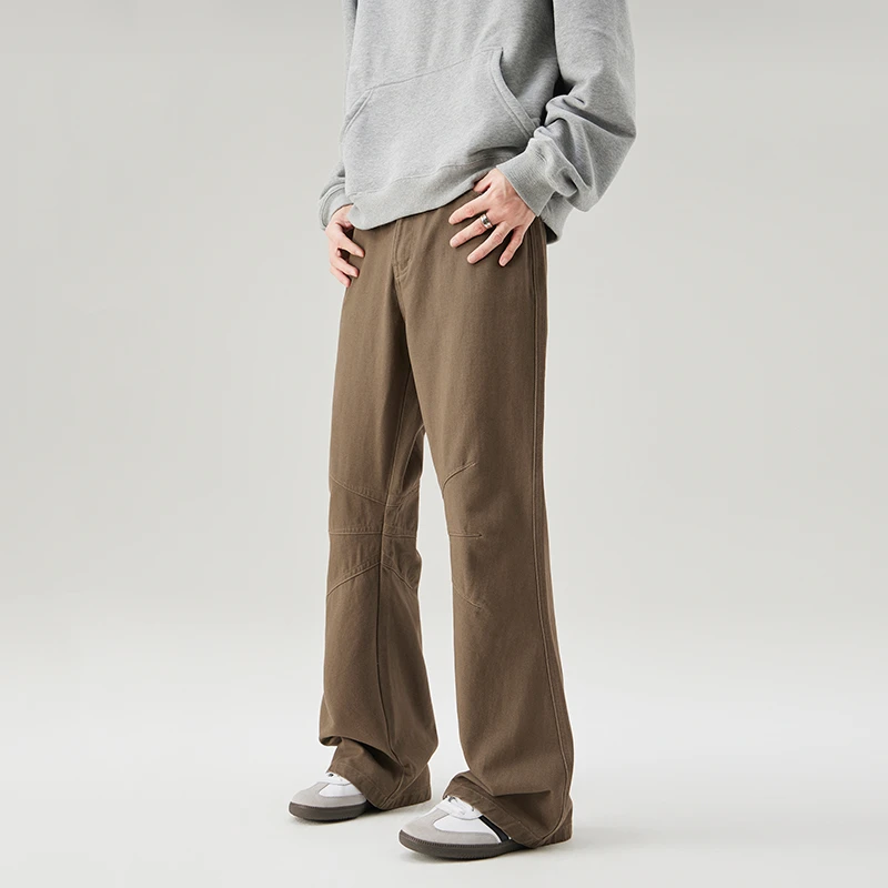 2024秋冬新款三色美式复古水洗微喇牛仔裤男百搭cleanfit休闲长裤