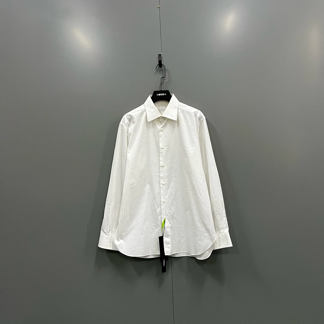 95新 ZEGNA jp 杰尼亚 白色条纹衬衫 43码 606385