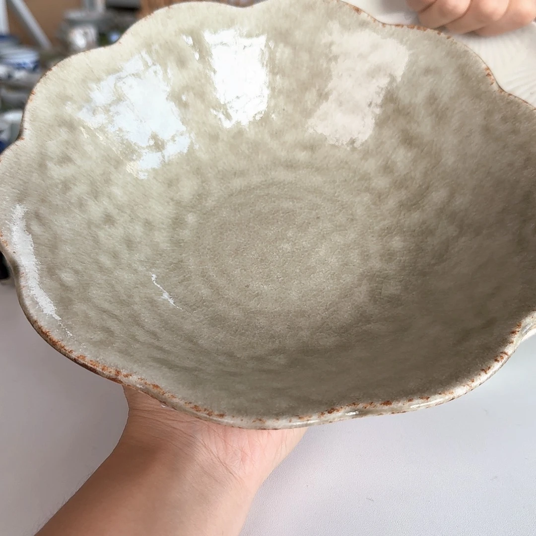 瓷片复古岭花23.5厘米大汤碗