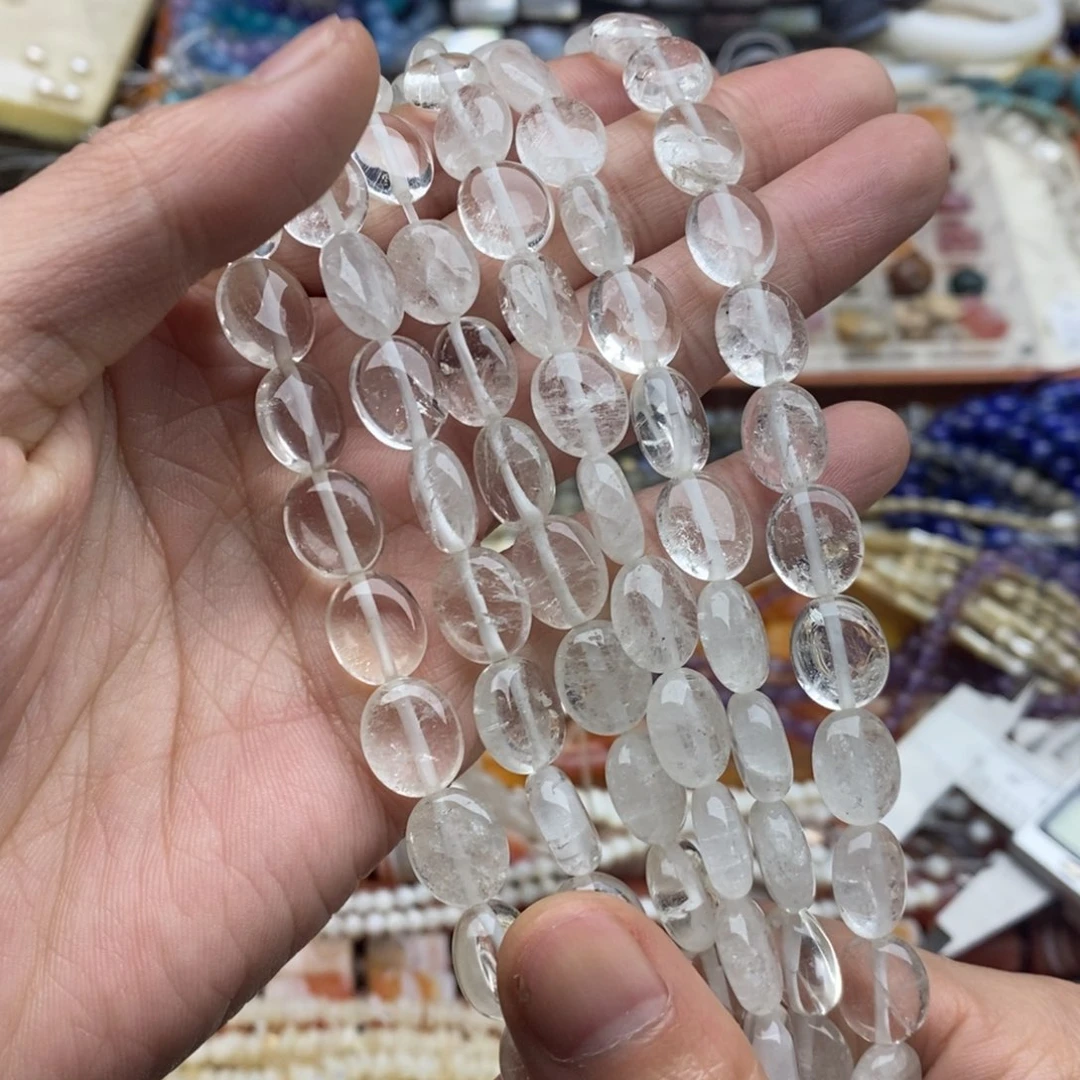 玛瑙/玉髓未镶嵌珠宝半成品一条天然10×12白水晶椭圆