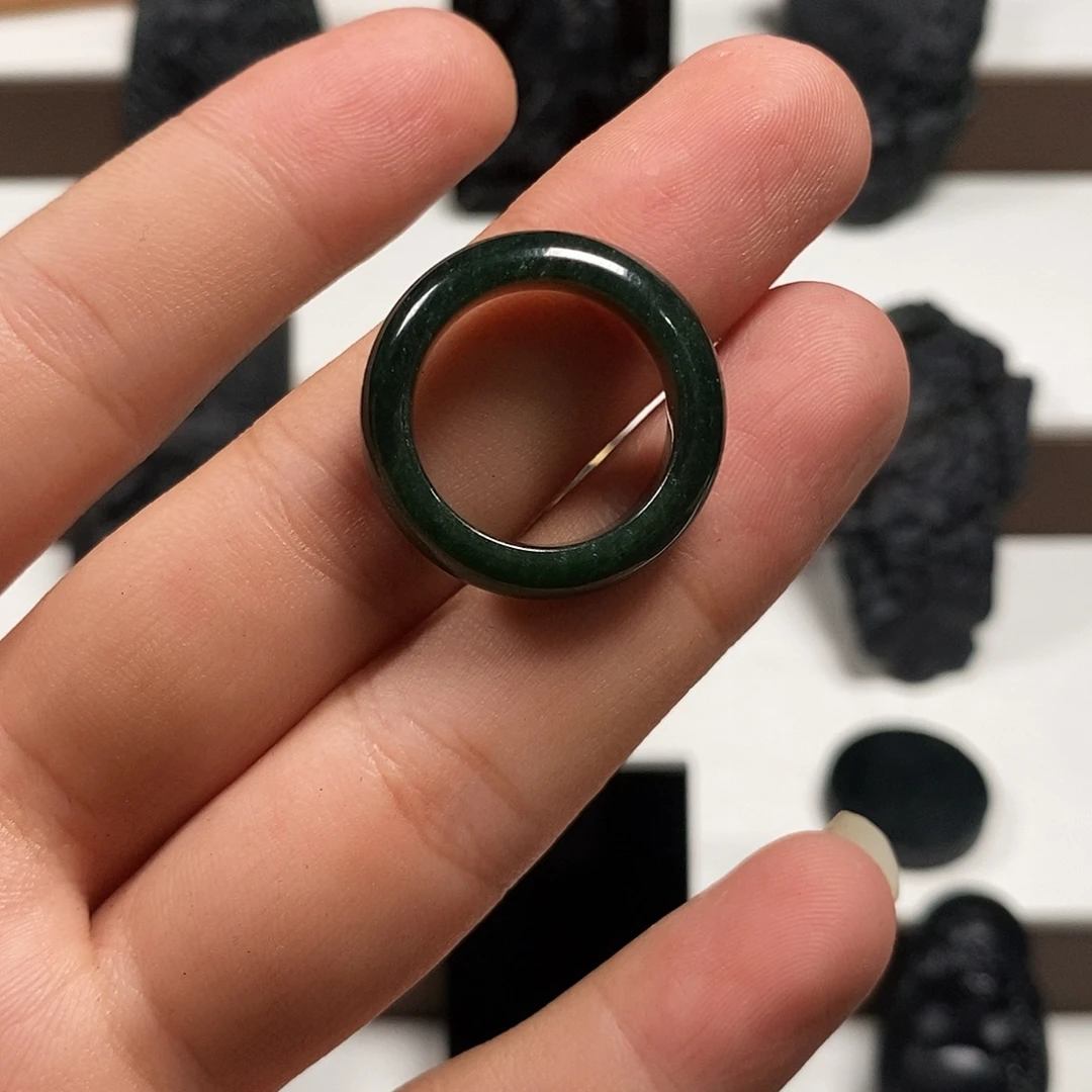 定制翡翠未镶嵌天然缅甸A货墨翠戒圈