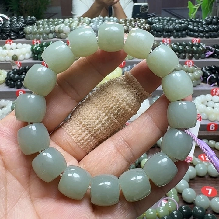 未镶嵌手链和田玉新疆且末蓝直切卡14