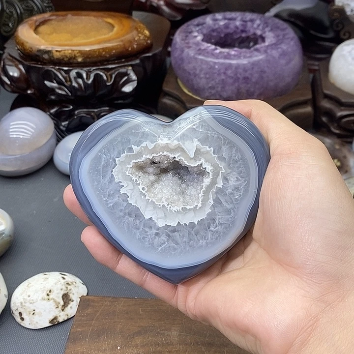 未镶嵌紫晶摆件爱心