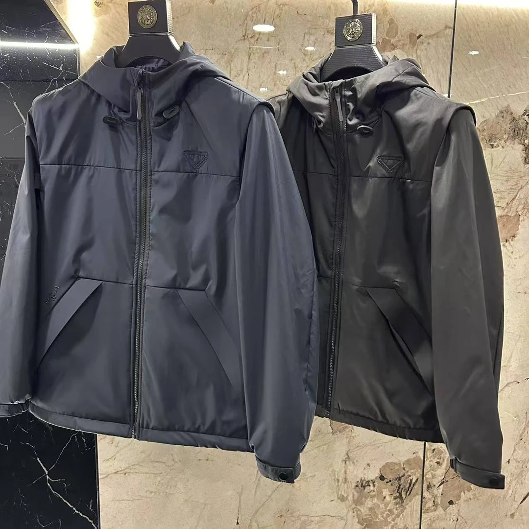 4101男士早春新款连帽夹克外套多功能袖子可拆卸