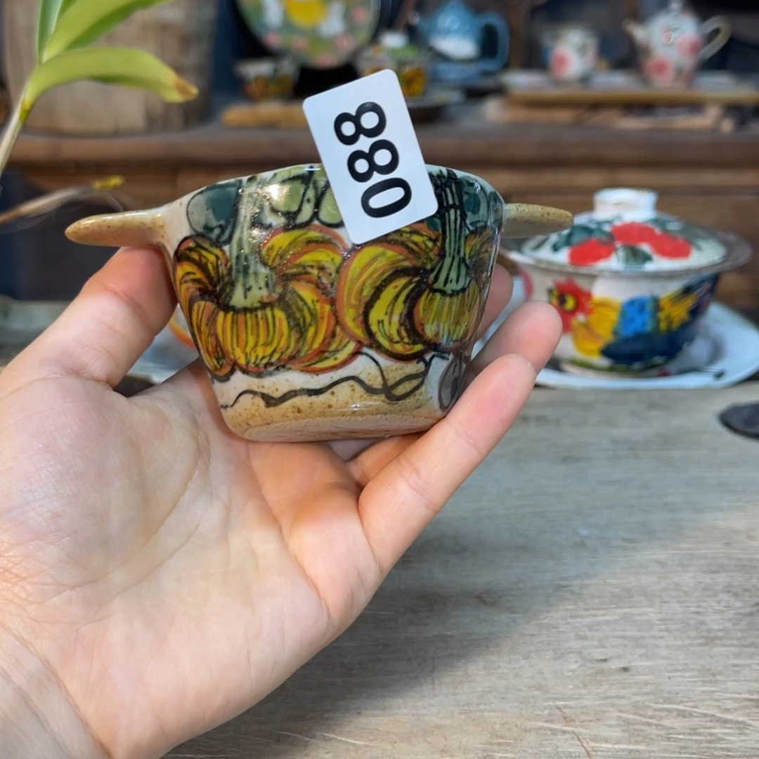 壶素浅陶瓷手工手绘