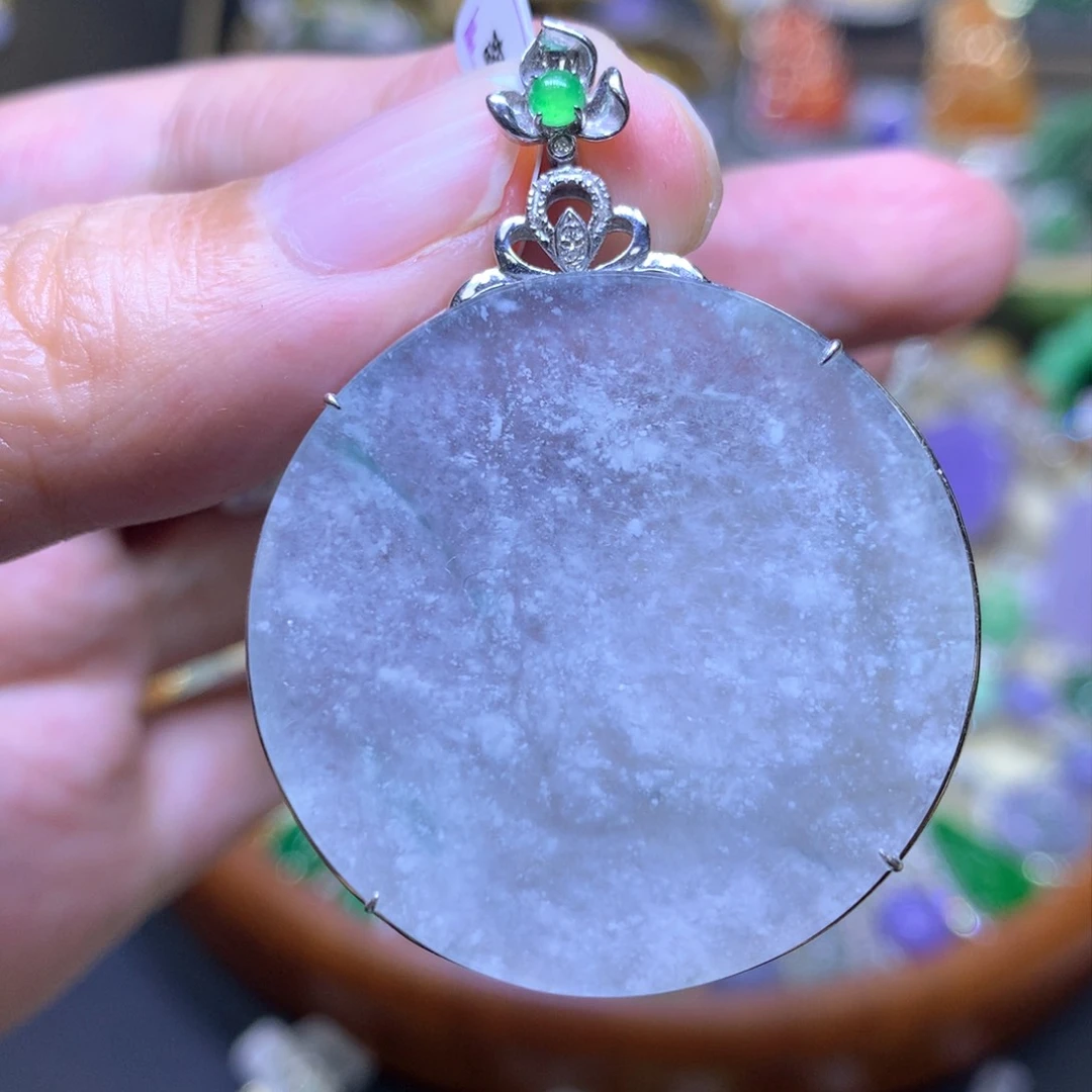 翡翠18K金镶嵌颈饰翡翠吊坠项链