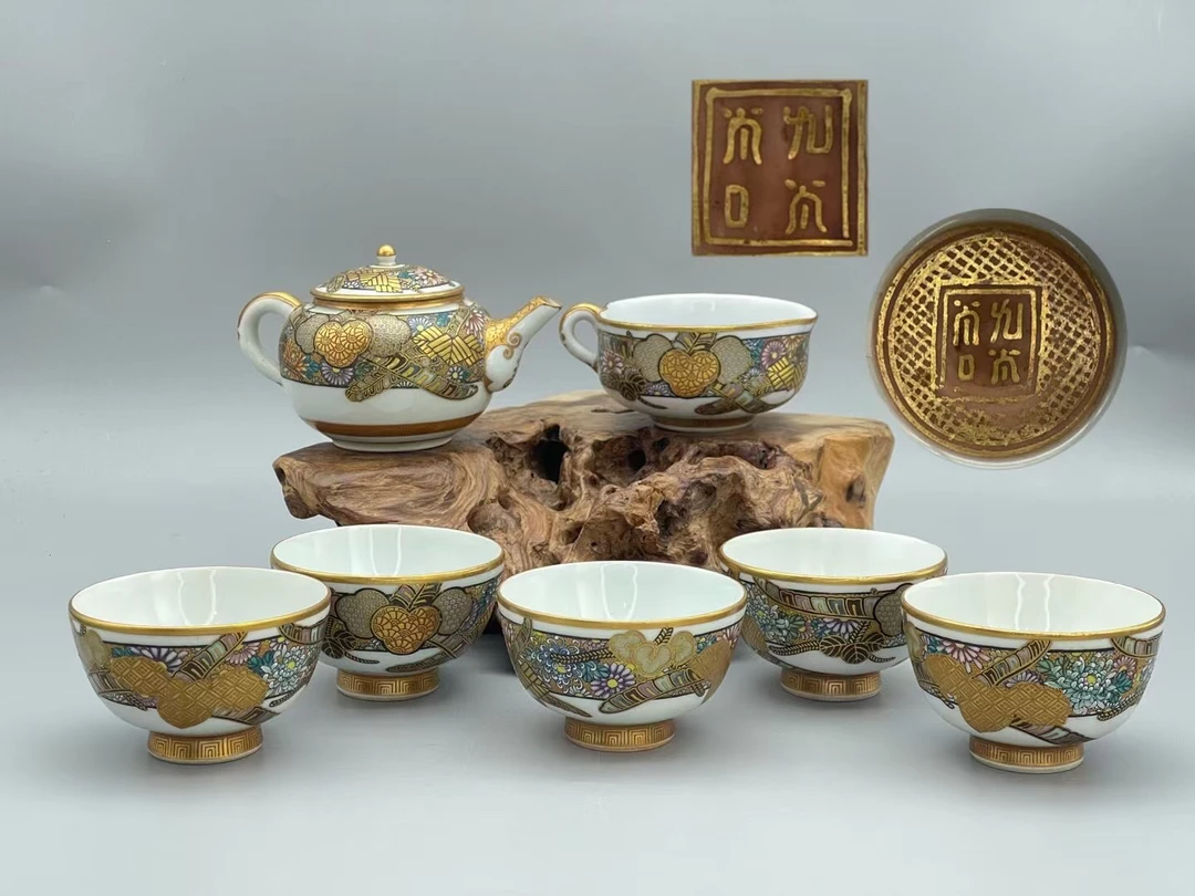 九谷烧谷口驹吉茶具套画片精细