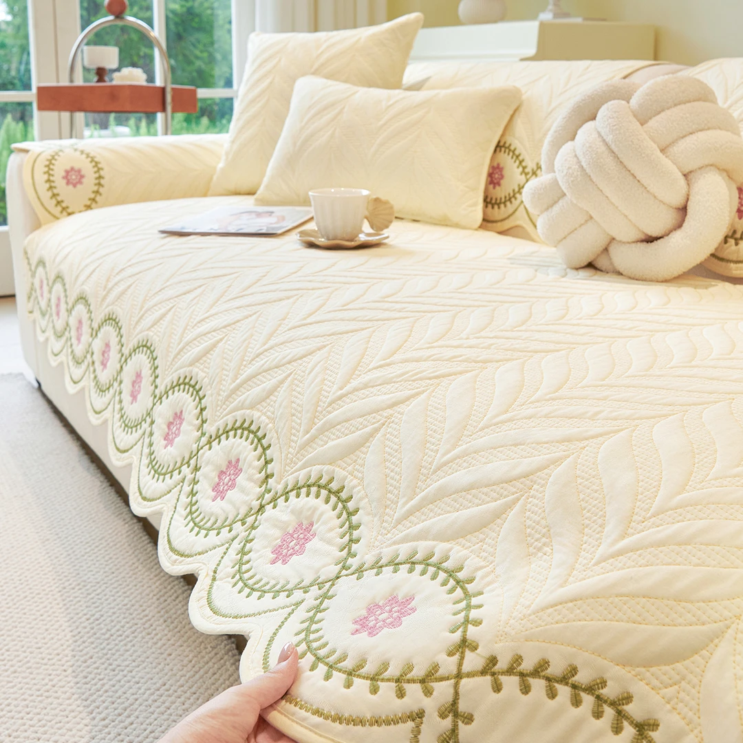 2025新款简约高级感沙发坐垫纯棉一体式沙发垫全棉直排四季通用