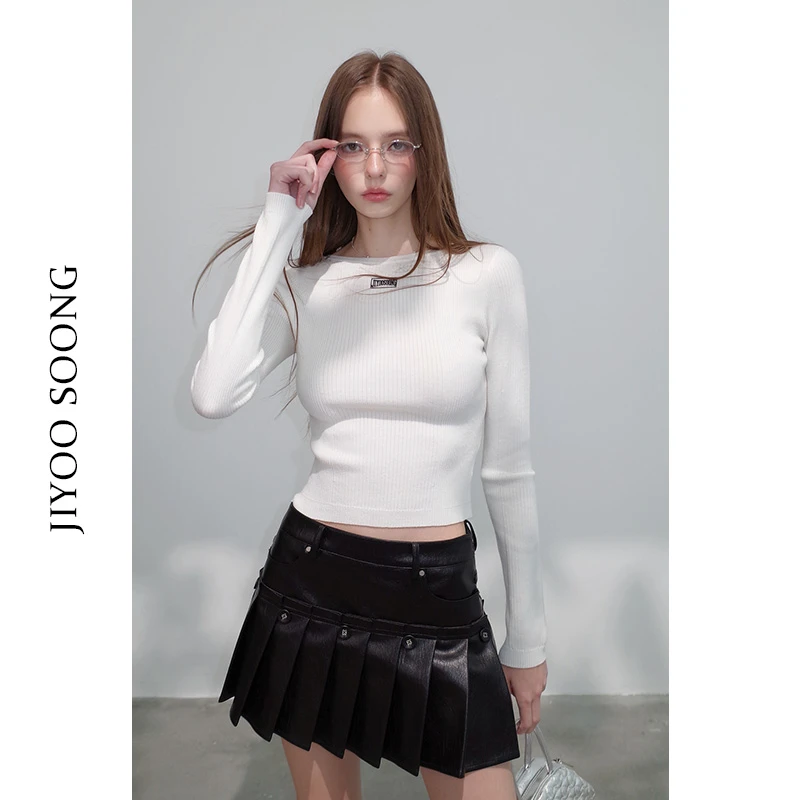 JIYOOSOONG|一字领修身长袖羊毛针织衫毛衣秋季秋装