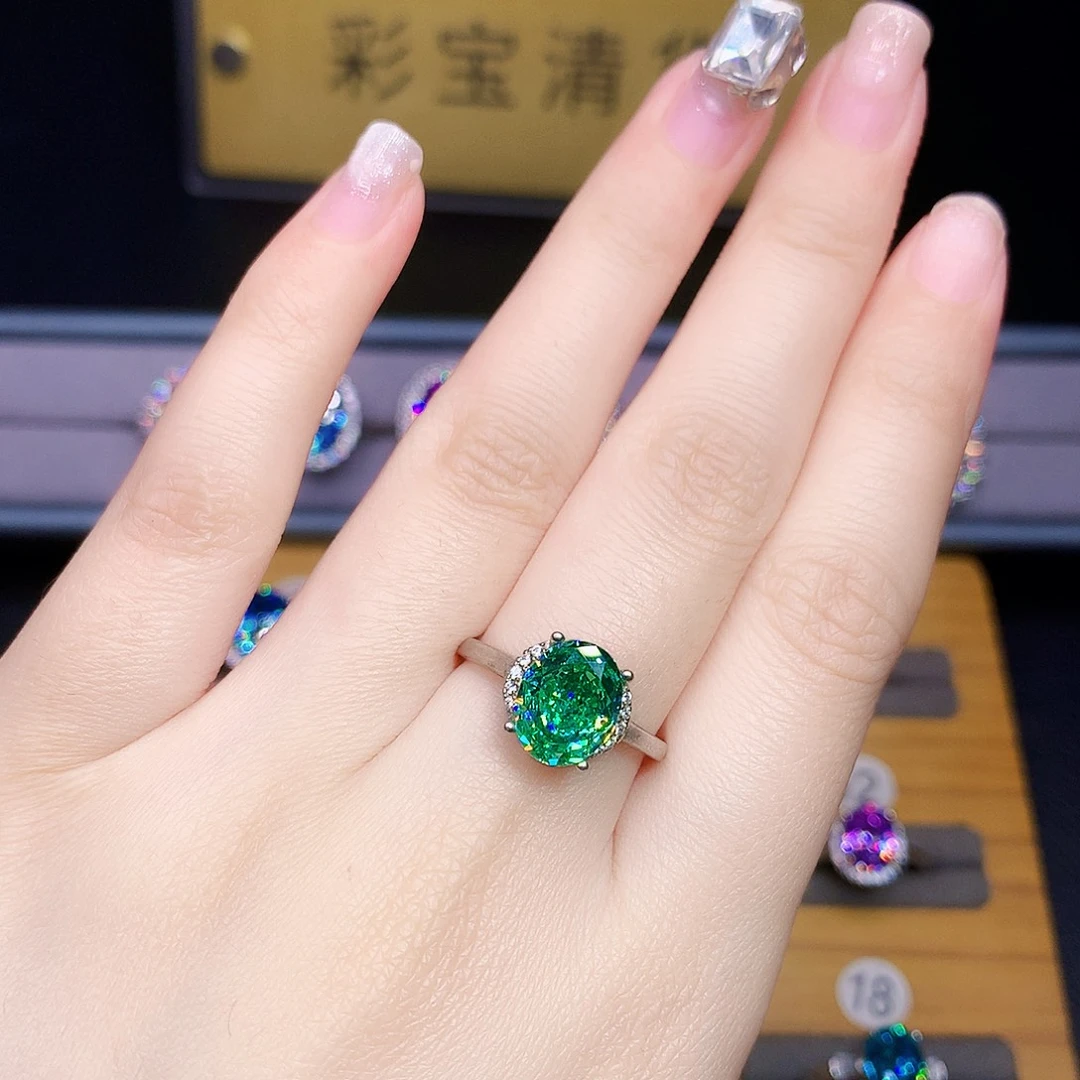 绿色碧玺戒指银S925镶嵌
