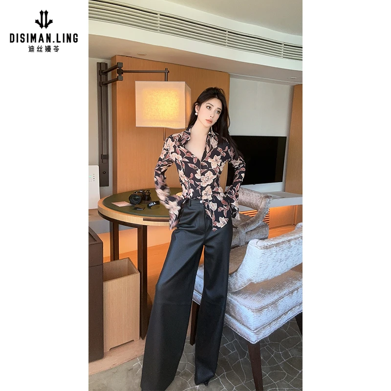 迪丝嫚苓黑色裤子气质时尚休闲女士秋冬款原创设计师小众优雅百搭