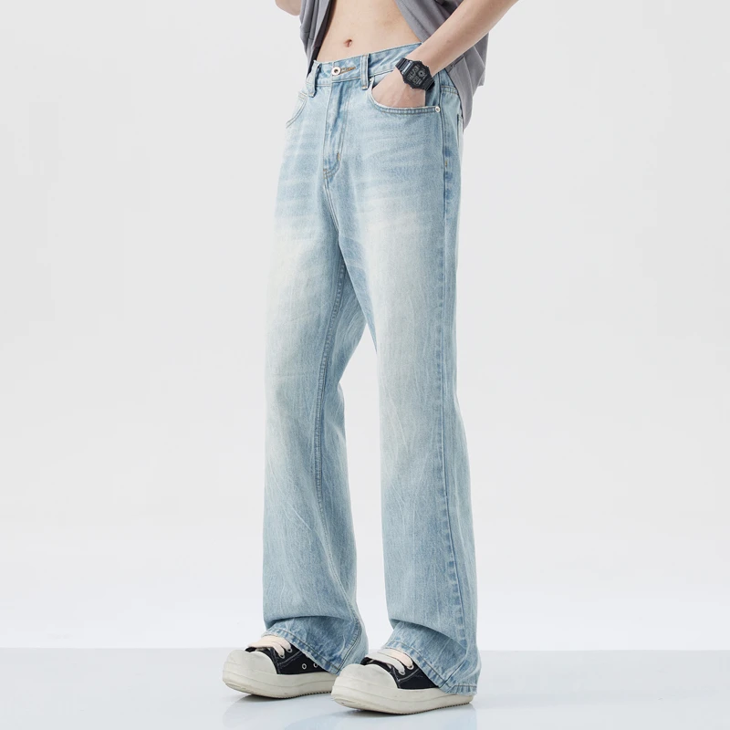 微喇牛仔裤男生潮牌2025新款青少年学生帅气显瘦裤子男款夏季薄款