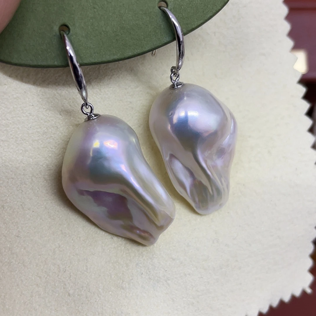 银S925镶嵌淡水珍珠耳饰