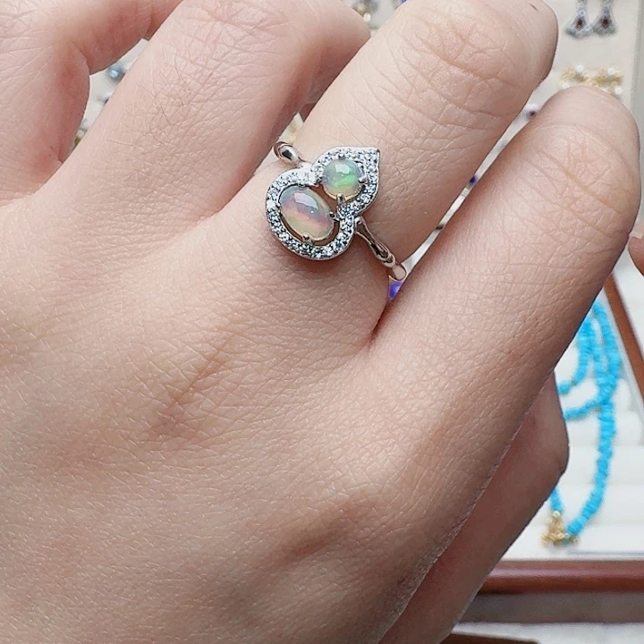 欧泊戒指银S925镶嵌戒指211