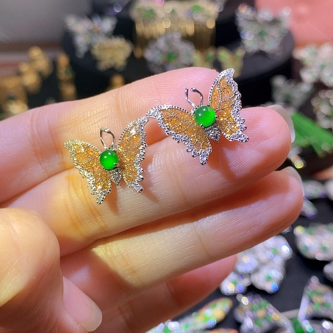 银S925镶嵌挂件翡翠