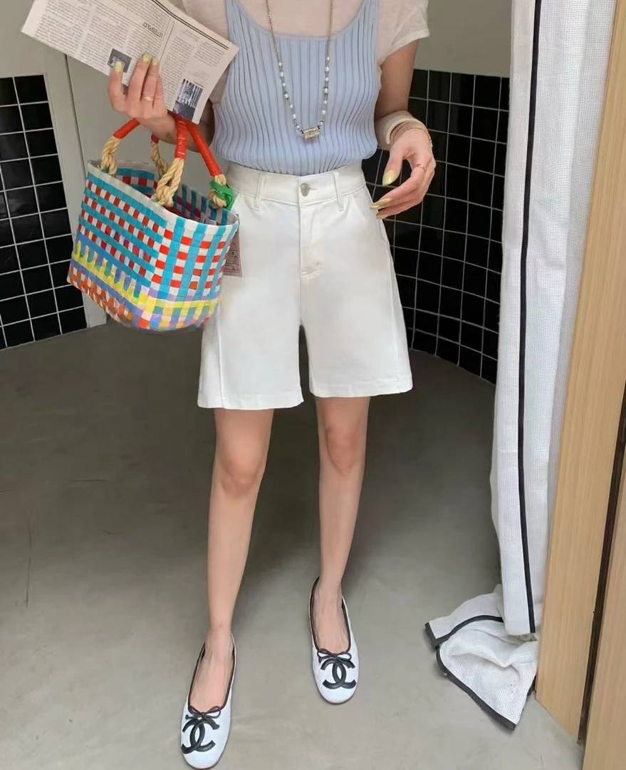 高腰直筒裤中腰五分裤夏季裤