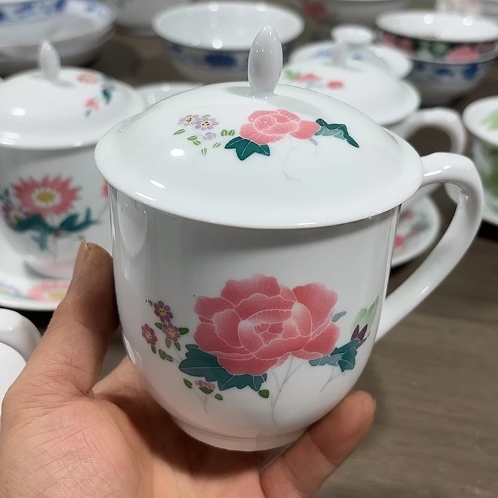 陶杯子杯子杯子450毫升容量手绘