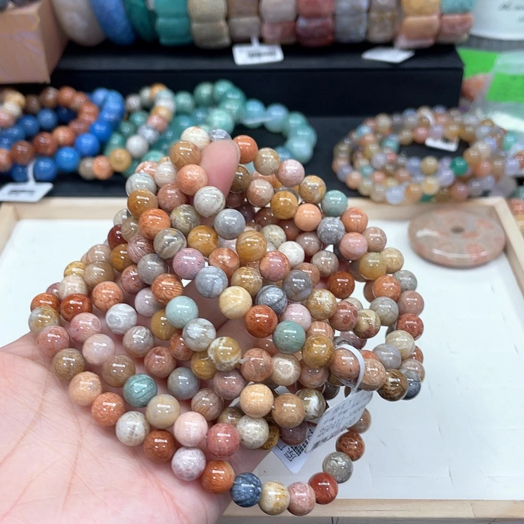 硅化珊瑚（珊瑚玉）手串未镶嵌萌*哒022