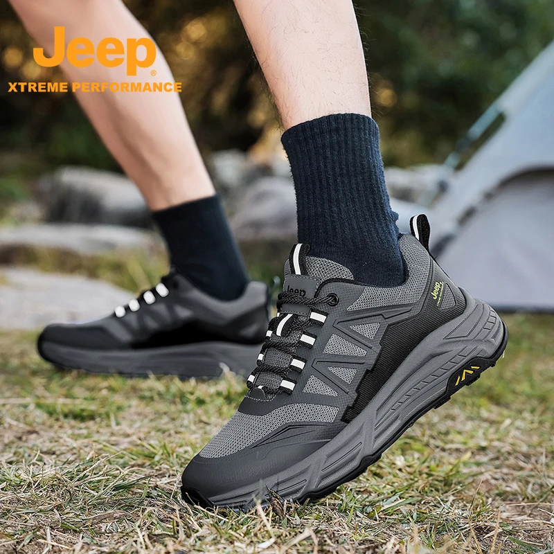 JEEP/吉普舒适百搭透气复古休闲鞋夏季款户外轻便防滑旅游徒步鞋