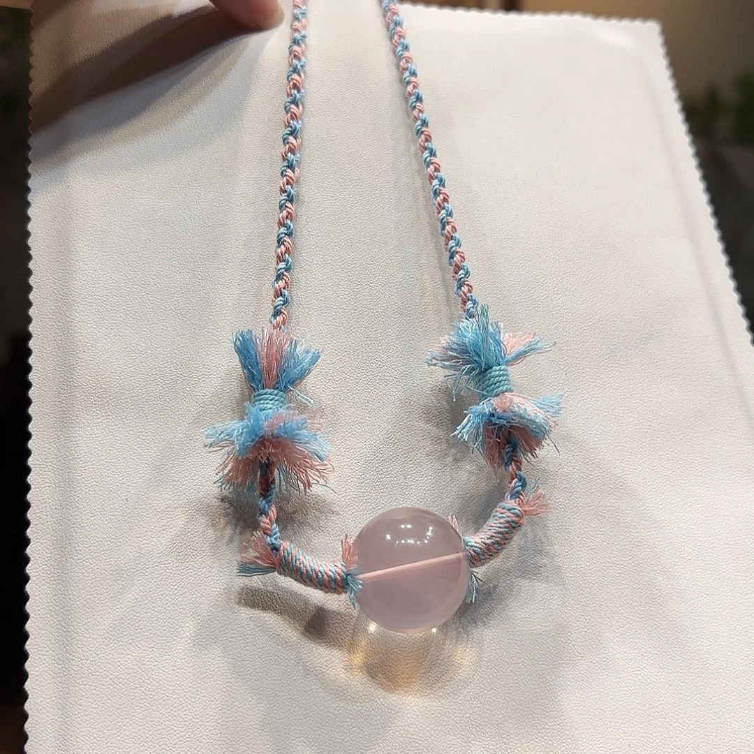 未镶嵌项链水晶25mm粉水晶