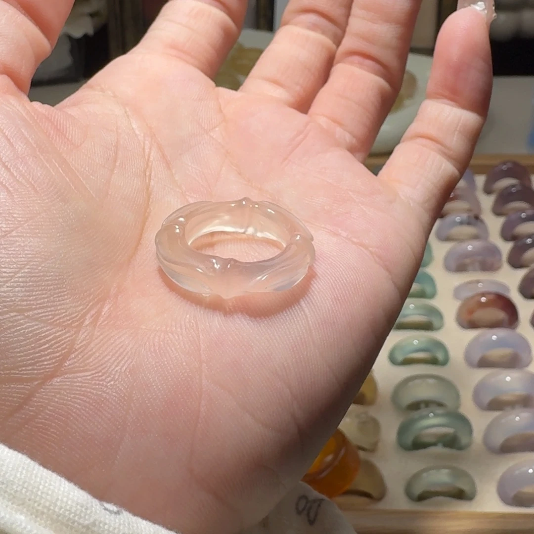 玛瑙/玉髓未镶嵌戒圈16号 港九竹节