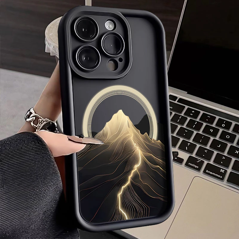 日照金山适用iphone16苹果手机壳15promax金刚砂14软13全包1211