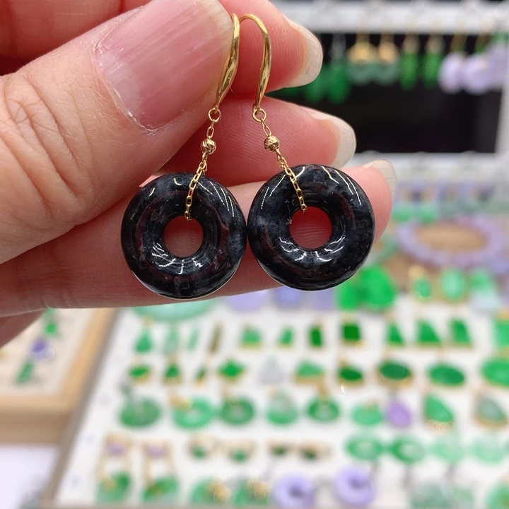 翡翠18K金镶嵌耳饰