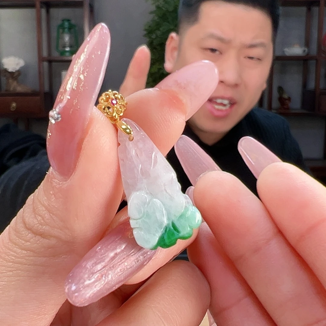 翡翠耳饰银S925镶嵌吊坠57