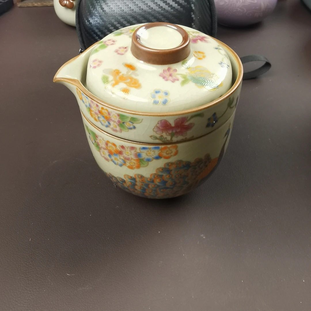 1535黄龙玉一壶三杯蓝孔雀DD
